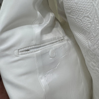 Costume de mariage décontracté trois pièces pour homme, coupe ajustée, fermeture éclair, col en V, tissu peigné, anti-rétrécissement, polyester/coton/soie