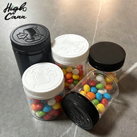 Wadah Plastik PET Ringan Warna Putih Bening Hitam Amber 4oz 5oz Stoples Plastik untuk Bunga Kering Segel Kedap Udara dengan Kunci Pengaman Anak