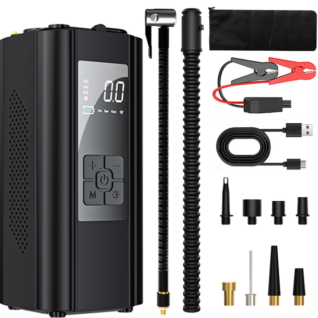 Portable 10000Mah Multi-function Car Jump Starter Emergency Power Bank With Fast Air Compressor