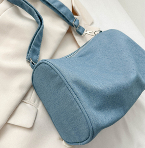 Bolso de compras reutilizable de mezclilla con bolsillo y logotipo personalizado - Product Image 3