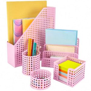 Organisateur de bureau rose 5 pièces, décoration de chambre mignonne, accessoires de bureau pour femmes et adolescentes, idéal pour le bureau, les fournitures scolaires - Product Image 2