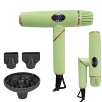 Petit sèche-cheveux ionique pliable à moteur BLDC haute vitesse avec 3 réglages de chaleur et 3 réglages de ventilateur, 1600W, pour usage domestique et hôtelier