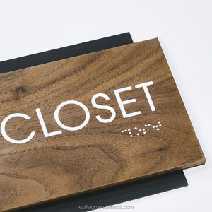 Letrero Personalizado EZD de Madera de Nogal <span class=keywords><strong>y</strong></span> Acrílico con Braille ADA para Señalización de Hoteles, Baños, Salidas de Emergencia, Oficinas, Puertas <span class=keywords><strong>y</strong></span> Números de Habitación - Product Image 4