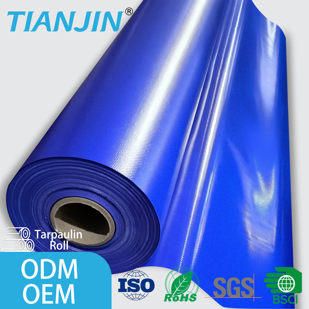 TianJin 750 GSM PVC Tarpaulin Fabric Waterproof Vinyl Tarp Truck Cover Weather Resistant Ripstop Blackout Industrial Tarpaulin