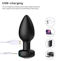 Vibrateur anal en silicone de qualité alimentaire, noir, étanche, rechargeable par USB, 10 fréquences, télécommande, jouet sexuel, très vendu