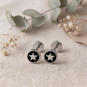 Boucles d'oreilles clous en acier chirurgical 316L Smiley Star Yin <span class=keywords><strong>Yang</strong></span>, disque rond émaillé, pour piercing tragus hélix, accessoires de bijoux corporels - Product Image 2