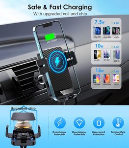 <span class=keywords><strong>Support</strong></span> de téléphone sans fil universel pour <span class=keywords><strong>voiture</strong></span>, fixation automatique sur grille d'aération, charge rapide 15W, cadeau pour conducteurs hommes et femmes - Product Image 4