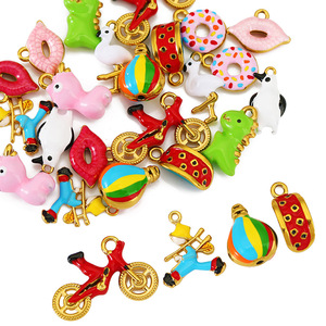 Pendentif en acier inoxydable motif animal de dessin animé mignon, montgolfière et vélo, accessoire DIY pour bracelet, collier, porte-clés - Product Image 4