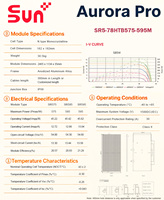Panneau solaire bifacial SUNPLUS 580W avec une efficacité de 22,5 %, cellules 182 mm x 182 mm, construction en verre, stock CA # 1649