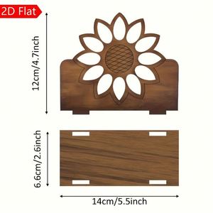 Factory Creative Wooden Sunflower <b>Holder</b>, Rustic Tabletop Tissue Dispenser, Decorative <b>Paper</b> Napkin Stand for Kitchen - Product Image 3