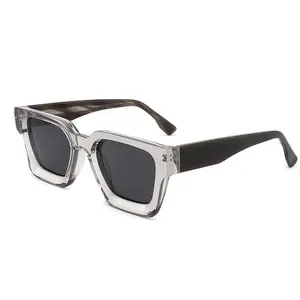 남자 선글라스 2023 편광 사용자 정의 선글라스 로고 남성 두꺼운 안경 사용자 정의 럭셔리 아세테이트 작은 사각형 선글라스