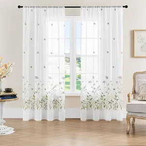 Thoáng khí rung BƯỚM THÊU hiện đại Minimalism Sheer rèm vải cho phòng khách ban công