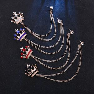 เข็มกลัดผู้ชายระดับไฮเอนด์ สไตล์อังกฤษ สำหรับติดชุดสูท ประดับเพชร รูปมงกุฎ วินเทจ - Product Image 3