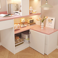 Bureau d'étude intégré pour étudiant avec étagère, bibliothèque d'angle, table de chevet, bureau d'étude à domicile, armoire de rangement