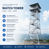 Tour d'observation modulaire en acier de qualité export pour la surveillance des incendies forestiers, structure en treillis galvanisé