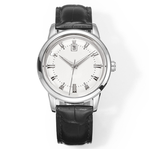 Elegante Reloj de Vestir con Números Romanos Antiguos para Hombre, con Esfera de Agujas, Caja de Acero Inoxidable Negra, Correa de Cuero, Reloj de Cuarzo - Product Image 1