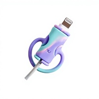 Protecteur de câble de données pour téléphone en silicone, motif dessin animé, manchon deux-en-un, enrouleur de câbles, rangement pour câbles, anti-casse, couvercle de port de charge