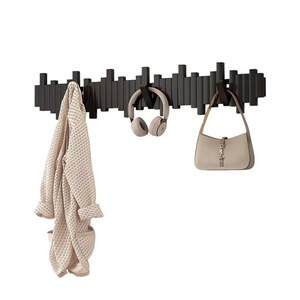 Solid wood piano key coat rack, wall-mounted coat <b>hook</b>, bedroom entryway, behind door storage, no-drill coat rack - Product Image 5