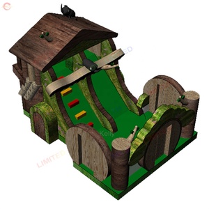6x4.5mH Wooden Theme Inflatable Bouncer <strong>Slide</strong> Forest <strong>Animal</strong> Themed for Sale - Product Image 1