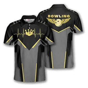 Custom Print Logo OEM Team Men Plus Size Dry Fit Retro Silk Polo T-Shirt Cheap Sublimated Jersey Bowling Shirts