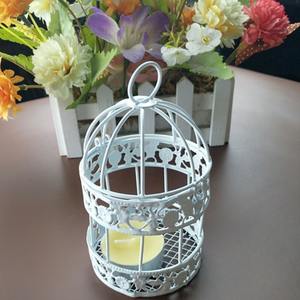 Europese Witte Ijzeren Vogelkooi Ook Gebruikt Voor Kandelaar Voor Feestdecoraties - Product Image 2