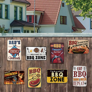Plaques en métal décoratives pour barbecue, 20x30cm, vintage, rétro, pour pique-nique, décoration de fête - Product Image 5