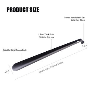 Chausse-pied long en acier inoxydable de 42cm avec logo personnalisé et aide-chaussure en métal de couleur pour bottes et personnes âgées - Product Image 4