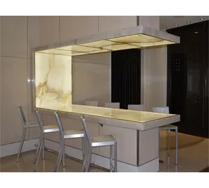 SHIHUI Hochwertiger moderner Stil hintergrundbeleuchtete transluzente Marmorfliesen natürlicher weißer Onyx-Stein Charakteristik Tisch für Hotel Villa Dekor