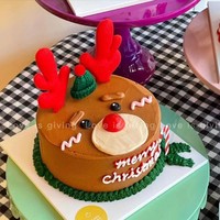 Décoration de gâteau de Noël MOYI : renne en peluche avec cornes, nez rouge et bonnet tricoté – Idéal pour la pâtisserie et les fêtes de Noël
