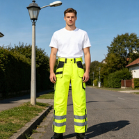 Vêtements de travail fluorescents jaunes à haute visibilité pour l'extérieur, uniforme de mécanicien, pantalon de travail réfléchissant pour plombier avec poches amovibles