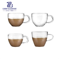 Tasse en verre à paroi unique colorée, fabricant, tasses à café de haute qualité, tasse à café transparente à large bouche avec poignée