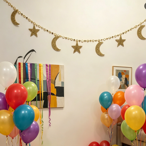 Guirlande Murale Ramadan Kareem Eid Mubarak en Forme de Lune et d'Étoile Dorée Scintillante de 86 Pouces pour Fêtes Islamiques et Décoration Murale Musulmane - Product Image 2