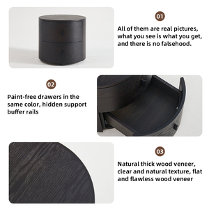 Tủ đầu giường gỗ Wabi Sabi tròn kiểu mới nhất 2025 với 2 ngăn kéo, nội thất phòng ngủ - Product Image 4