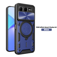 Pour Infinix Smart 10 Plus coque de téléphone conception d'armure béquille avec protection d'objectif coulissant PC coque mobile en TPU