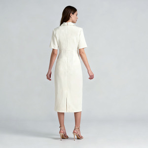 Women Double Breasted Blazer <strong>Dress</strong> Short Sleeve Skinny Elegant Office Full Length Spring <strong>Dress</strong> Gold Buttons OEM Custom Design - Product Image 2