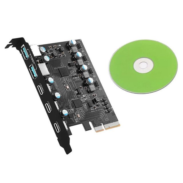 Plc Pcie to Usb 3.2 Gen 2 Expansion Card with 5 Ports 2*usb-a 3*usb-c for Win Bulk Supply