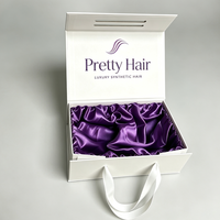 Boîte cadeau en papier pour extensions de cheveux avec fermeture magnétique en carton, taille personnalisée, logo personnalisé, boîte de luxe pour perruque avec doublure en satin
