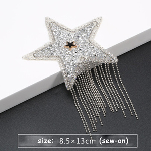 Năm Sao Sequined Bling Truyền Nhiệt Các Bản Vá Lỗi Với Chuỗi Có Thể May Trên Quần Áo Giày Mũ Túi Cho Móng Tay Nghệ Thuật Thạch Sản Phẩm - Product Image 2