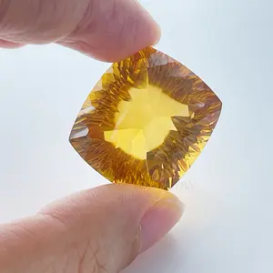 Supply Factory Large Size Natural Citrine Rock Crystal Faceted Gemstone Golden Yellow Cushion Brilliant Cut Citrine Stone