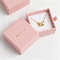 Caja de Regalo de Papel Negro para Joyería, Pendientes, Collares y Colgantes, con Logotipo Personalizado, Caja de Joyería de Lujo con Cajón, Empaque para Joyería