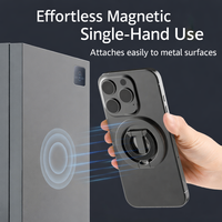 Support de téléphone magnétique double face amélioré, pliable et portable, avec anneau de maintien pour accessoires de téléphone portable