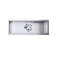 Plan de travail rectangulaire pour îlot de cuisine 48"x8" en acier inoxydable SUS304 à double niveau, évier de préparation à cuve unique avec accessoires