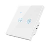 Interrupteur intelligent Tuya Larkkey à 2 boutons en verre, Wi-Fi L+N/L, en promotion, au meilleur prix