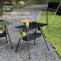 Table pliante tactique ultra-légère en aluminium, table de camping réglable portable, table de pique-nique, table à café, mobilier d'extérieur