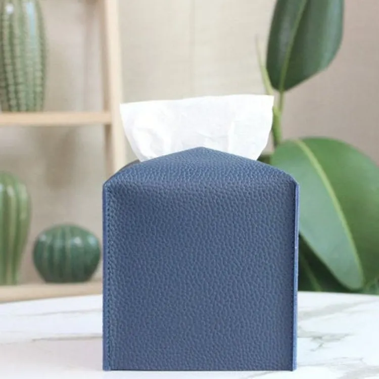 Promotion Custom Logo Bedroom Leather Tissue Box Cover Facial Organizer PU Leather Tissue Box Holder