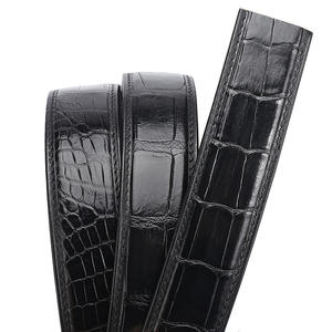 Uckleless-<span class=keywords><strong>Cinturón</strong></span> de piel de cocodrilo, 3,4 cm de ancho, piel de cocodrilo auténtica - Product Image 5