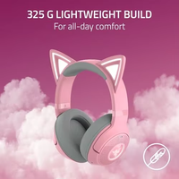 سماعة رأس لاسلكية Razer Kraken Kitty V2 مع إضاءة RGB وغطاء للأذنين بتقنية Chroma RGB، مشغلات صوت 5.2-40 مم، ميكروفونات لإلغاء الضوضاء