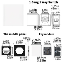 Interruptores y Enchufes de Pared WESA Ultrafinos con Botón Pulsador EU 1/2/3 Vías, Enchufe de Alimentación de 1 Vía, Combinación Libre, Diseño Moderno de Lujo