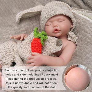 Poupée bébé fille réaliste en silicone de 16 pouces, poupée reborn endormie, poupée nouveau-né réaliste avec poids, jouet lavable pour enfants - Product Image 5