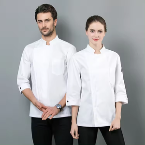 Fabricación personalizada de poliéster algodón Chef chaquetas transpirable cocina Hotel restaurante cafetería Catering Chef <span class=keywords><strong>camarero</strong></span> - Product Image 6